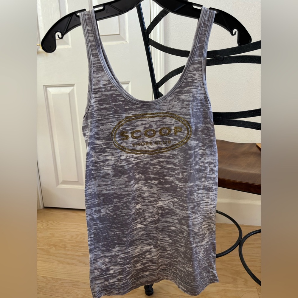 Scoop NYC gold glitter tank top - Heather Gray